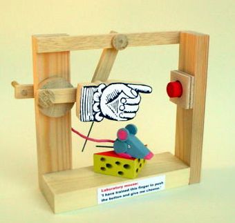Rodney Peppe Laboratory Mouse plain and painted wood and collage
