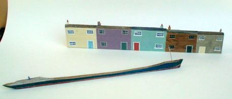 Victor Stuart Graham Row of Houses - Oil Tanker painted or treated driftwood